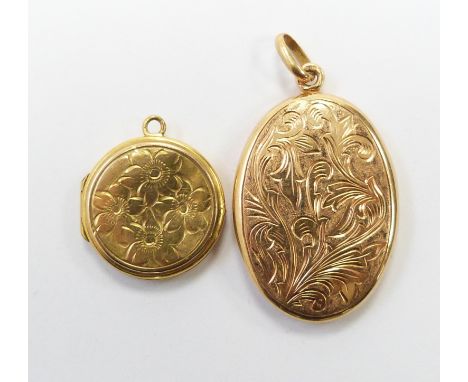 A 9ct gold back and front locket and another plated locket