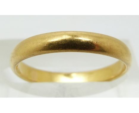 Victorian 22ct wedding band/ ring, London 1891, 2.9g (size K)