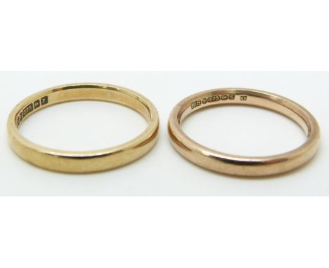 Two 9ct gold wedding bands, 4.7g&nbsp;