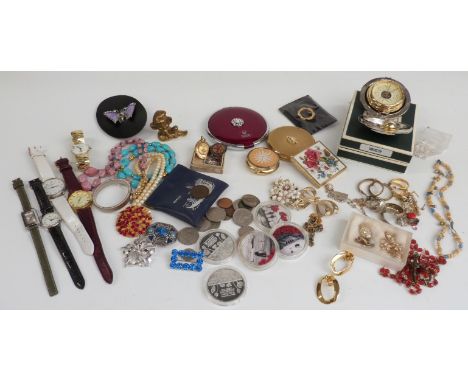 A collection of costume jewellery including necklaces, Dalvey barometer etc&nbsp;