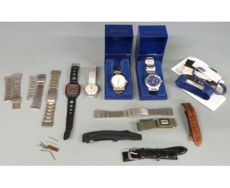 Four gentleman's wristwatches comprising three Sekonda and one Timex, two in original boxes, together with various watch spar