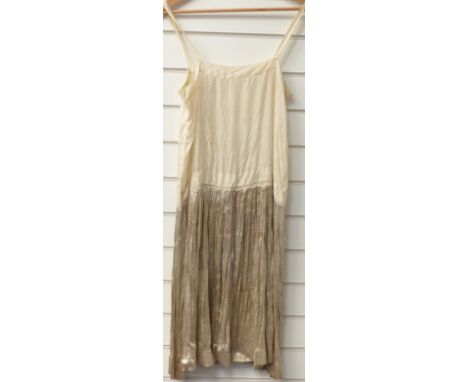 Art Deco flapper dress with pleated gold lamé skirt