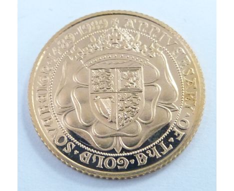 500th Anniversary of the First Gold Sovereign 1489-1989 gold half sovereign in case with certificate, no 01628