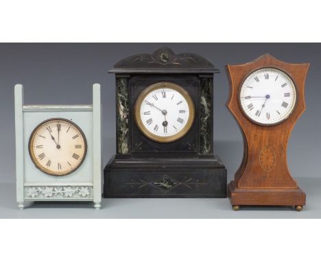 Slate mantel clock and two other mantel clocks