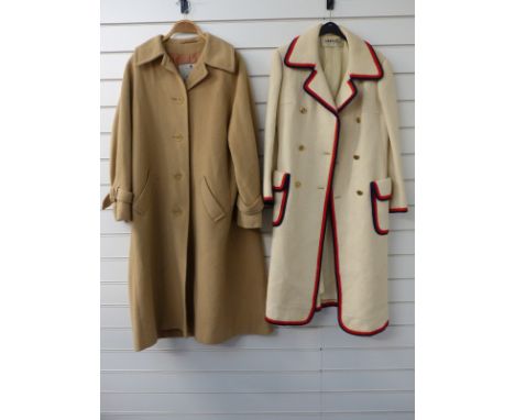 Jaeger of London vintage ladies coat with blue and red trim and an Aquascutum for Harrods pure camel hair example&nbsp;