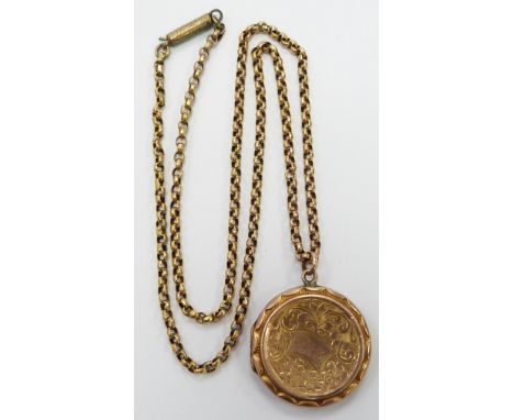 A yellow metal necklace (4.7g) and a 9ct gold back and front locket