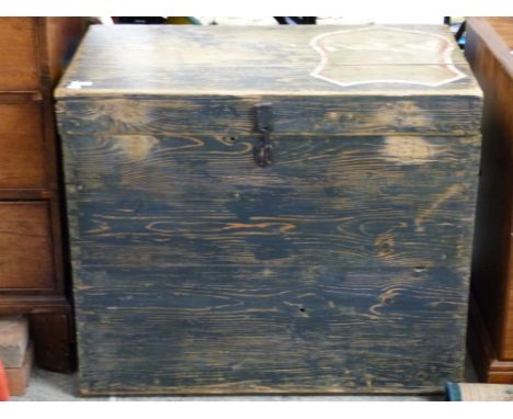 Large painted pine trunk, W62 x D49 x H70cm