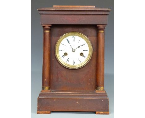 Wurttemberg mahogany cased mantel clock, enamelled Roman dial, 36cm tall&nbsp;