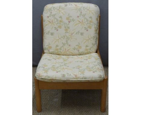 Ercol retro low easy chair in light beech wood