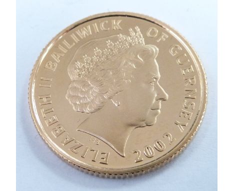 Golden Jubilee Queen Elizabeth II 2002 Guernsey £25 gold proof coin, cased with certificate