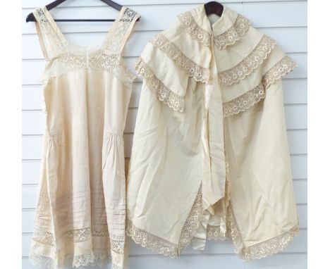 Victorian style ladies cloak with embroidered and lace decoration together with a similar underskirt&nbsp;
