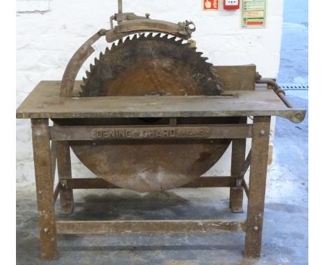 Denning of Chard England vintage cast iron sawbench and acessories