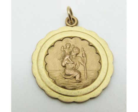 A 9ct gold St Christopher, 3.2g