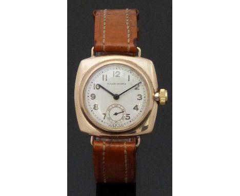 Rolex Oyster 9ct gold gentleman's wristwatch ref. 678 with inset subsidiary seconds dial, blued hands, Arabic numerals, railr