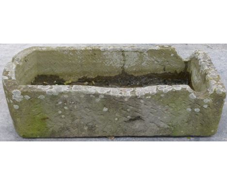 D end natural stone garden trough, L92 x W50 x H25cm&nbsp;