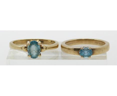 Two 9ct gold rings set with blue topaz&nbsp;