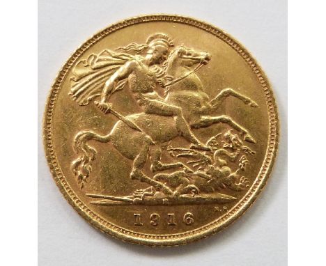 George V 1916 gold half sovereign&nbsp;