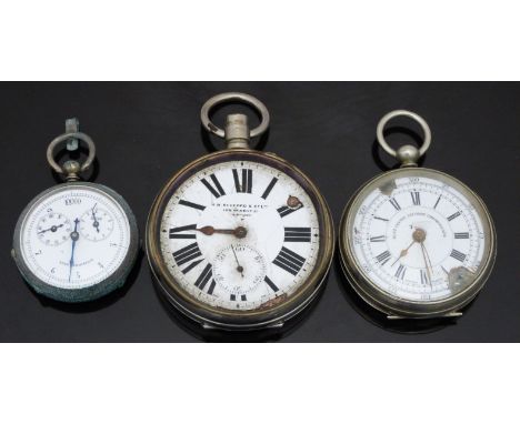 Two silver plated open faced pocket watches one H W Burford &amp; Co Ltd keyless winding 'Goliath' with subsidiary seconds di