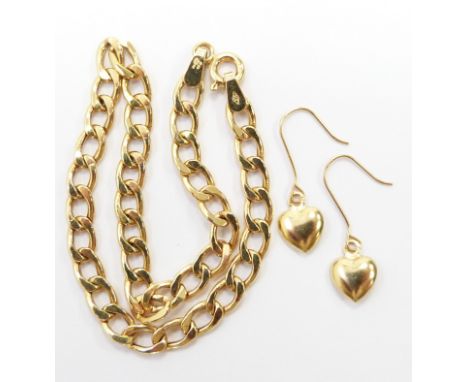 A 9ct gold bracelet (1.8g) and a pair of 18ct gold earrings, 0.2g