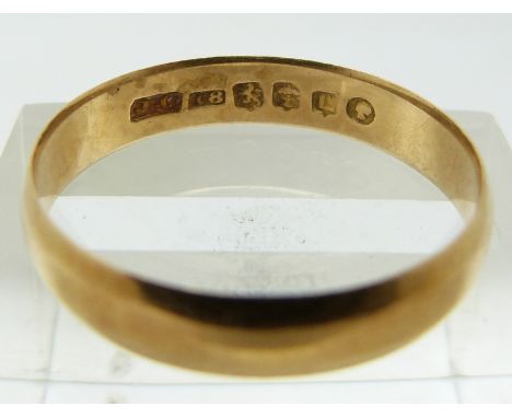 Victorian 18ct gold wedding band/ ring, Glasgow 1882, 2.6g (size S)