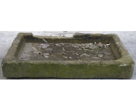 Shallow rectangular natural stone garden trough, L83 x D52 x&nbsp; H11cm&nbsp;