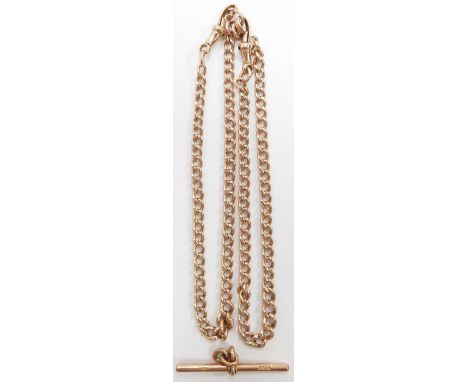 A 9ct rose gold double Albert/ watch chain, 23.2g