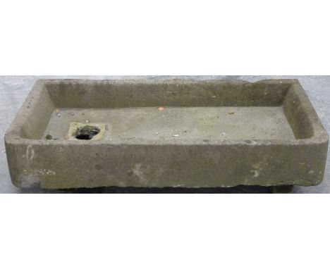 Large shallow natural stone garden trough, L122 x W62 x H22cm&nbsp;