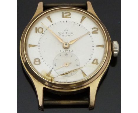 Smiths De Luxe gold plated gentleman's wristwatch with inset subsidiary seconds dial, gold hands and markers, champagne dial 