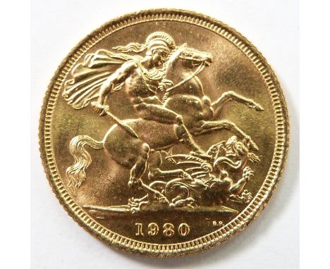 Elizabeth II 1980 gold full sovereign&nbsp;