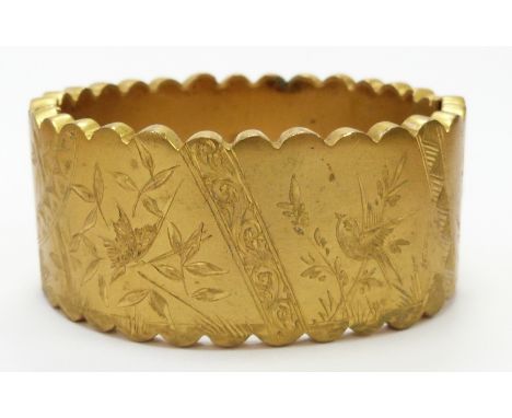 Victorian pinchbeck bangle with aesthetic decoration