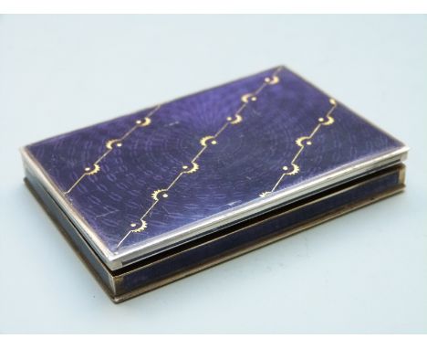 Purple guilloché enamel hallmarked silver trinket box marked Sterling 935 and with import marks for London 1922, Stockwell &a