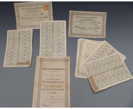 A quantity of Dutch bonds / share certificates including a three million Gulden example dated 1898