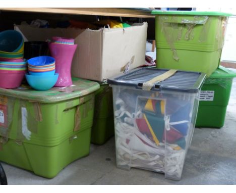 Large quantity of bunting, flowers, plastic cups, beach balls etc, suitable for a party