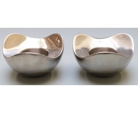 Pair of George Jensen candle or night light holders, diameter 9cm
