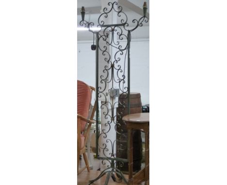 French illuminated wrought iron light stand, H161 x W65cm
