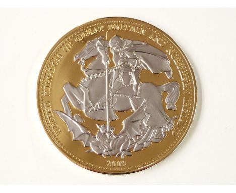 Super size Britannia to commemorate the Queen's Diamond Jubilee, gold layered, 89mm diameter, numbered 147/999, cased with ce