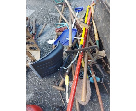 A quantity of garden tools, etc.