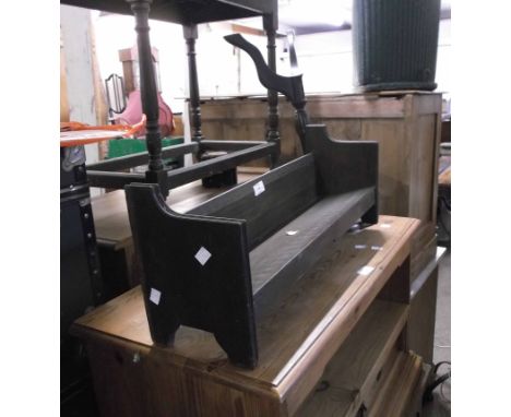 A vintage oak book trough - sold with a reproduction wine table a/f