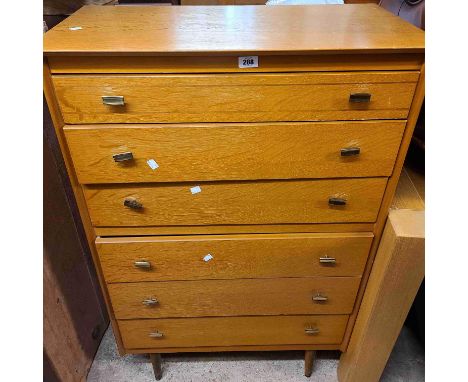 A 78cm vintage Lebus oak chest with flight of six long graduated drawers, set on tapered legs