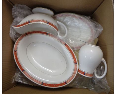 Two boxes containing a quantity of Royal Worcester bone china tableware decorated in the 'Beaufort' pattern including vegetab