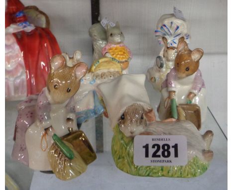 A quantity of ceramic figurines including Royal Albert and Beswick Beatrix Potter examples