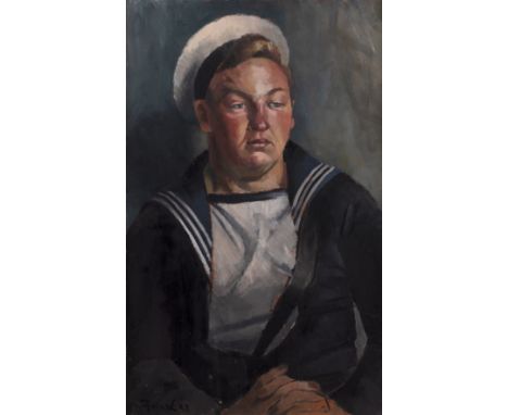Gerald French (British, 1927-2001)'Bobby', oil on board, signed and dated '53 to the lower left, 59.5cm x 37cmProvenance: Yor