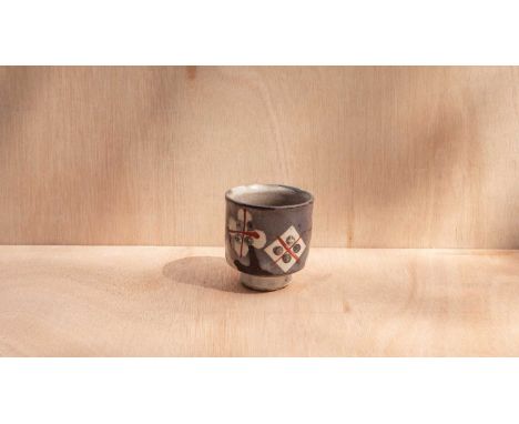 ARR John Maltby (1936-2020) a footed tea bowl with geometric pattern design, impressed mark, 9cm high