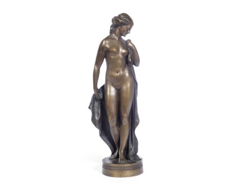 A patinated bronze figure of a nude female cast from a model by Otto Poertzelsigned 'Prof. O. Poertzel' in the cast, circa 19