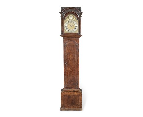 An 18th century walnut longcase clocksigned William Jourdain, Londonthe 12' arched brass dial signed in a silvered boss and f