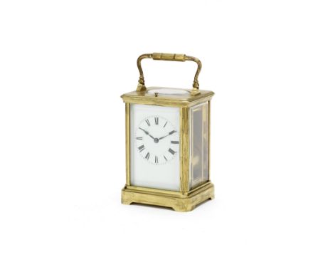 A late 19th century French brass repeating carriage clock by Henri Jacot with original numbered key.Henri Jacot, number 11200