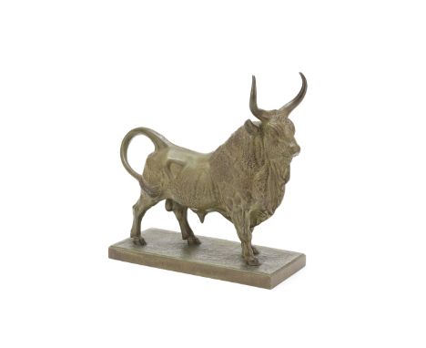 A late 19th century French bronze model of a bull entitled 'Taureau Vainqueur'cast from a model by Jean-Baptiste Clesingerthe