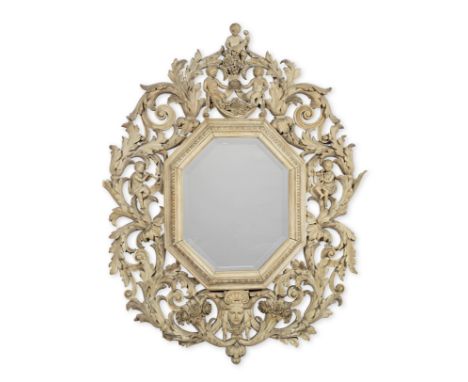 An Anglo-Dutch painted mirror or picture frameprobably late 17th century but later stripped and re-paintedThe modern bevelled