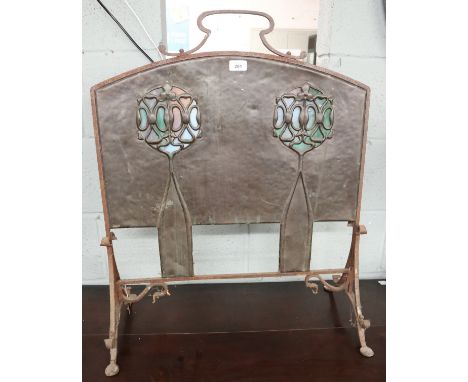 Arts &amp; Crafts stained glass fire screen