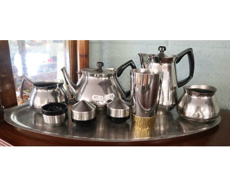 Vintage Bramah stainless steel tea and coffee set etc 